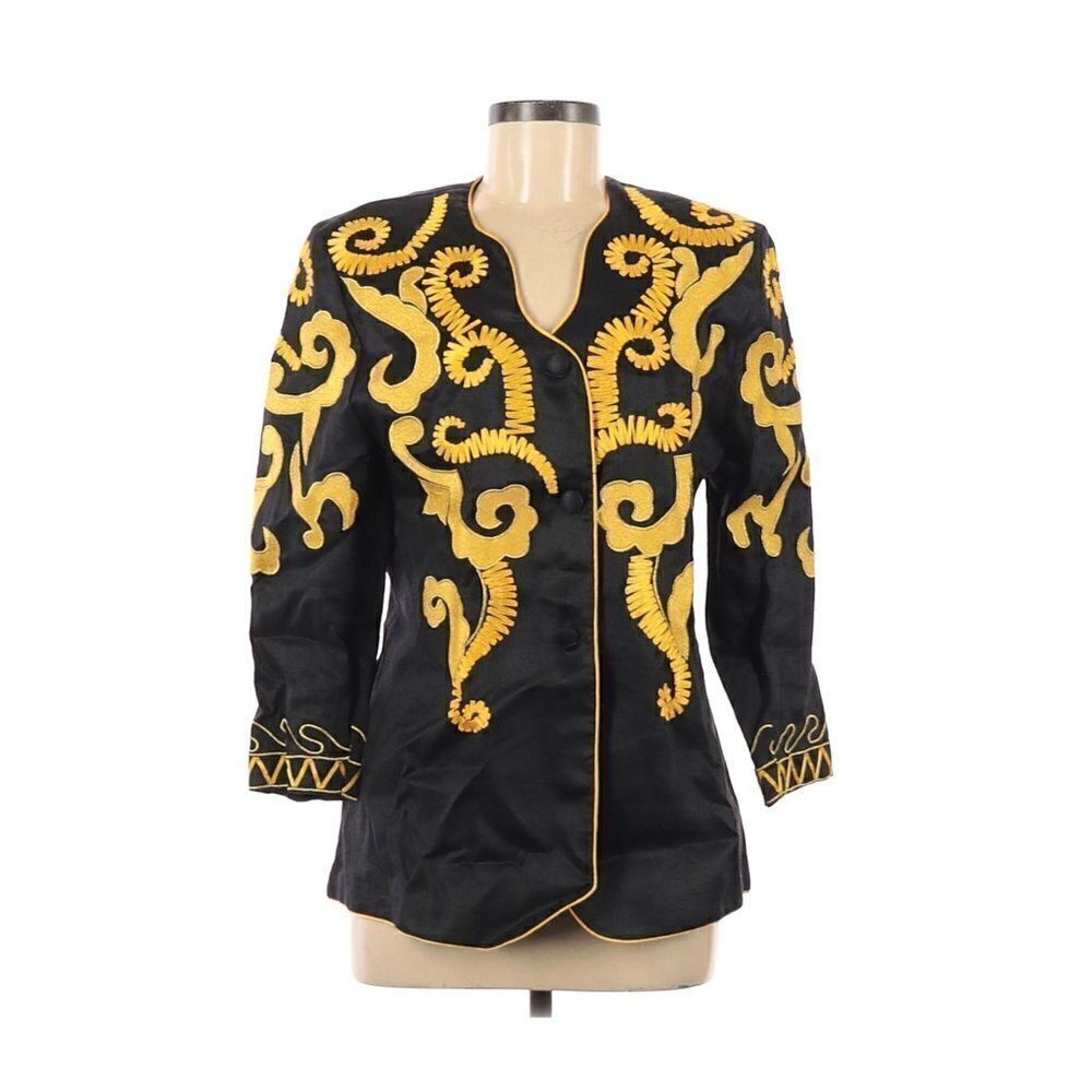 Ann Gerlin Linen Statement BlazerJacket Women Size 8